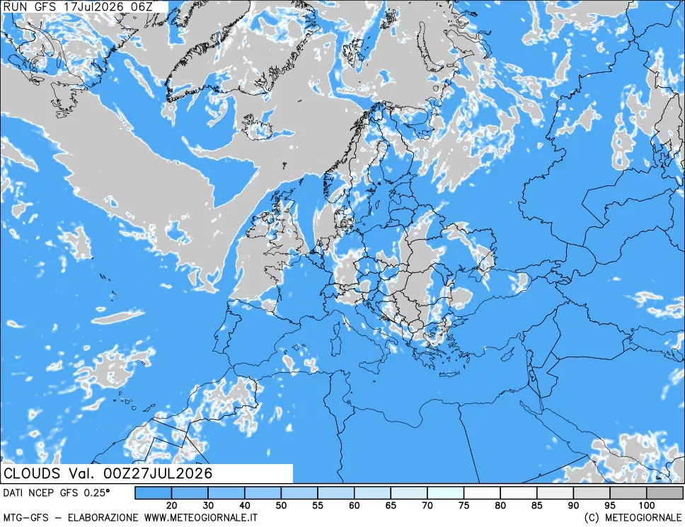 mappa Nuvolosit&agrave; totale