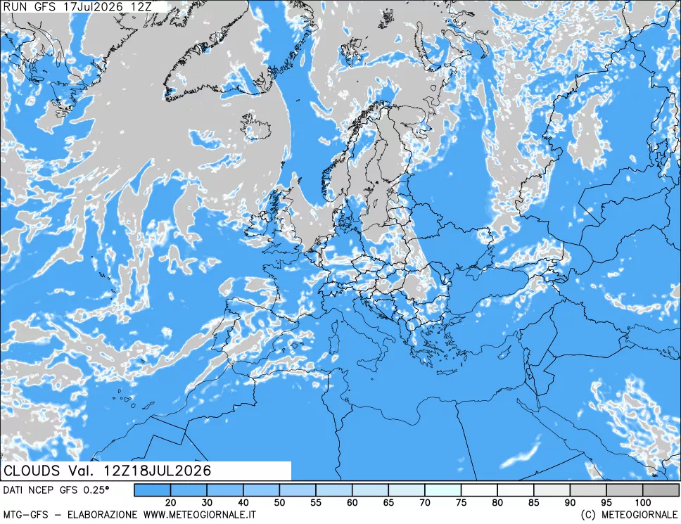 mappa Nuvolosit&agrave; totale