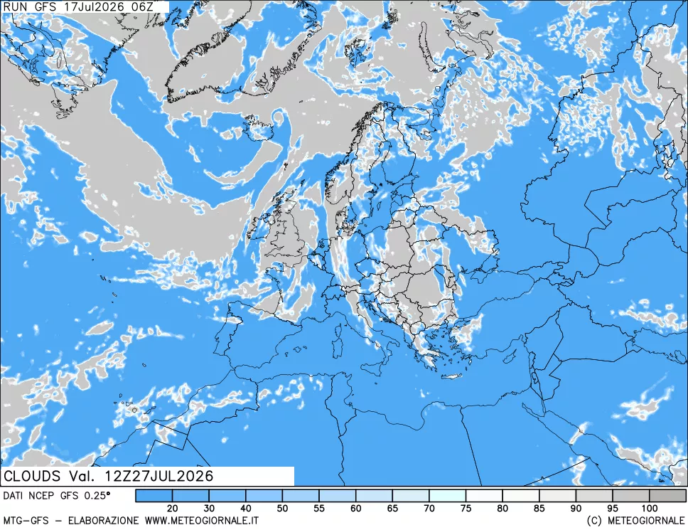 mappa Nuvolosit&agrave; totale