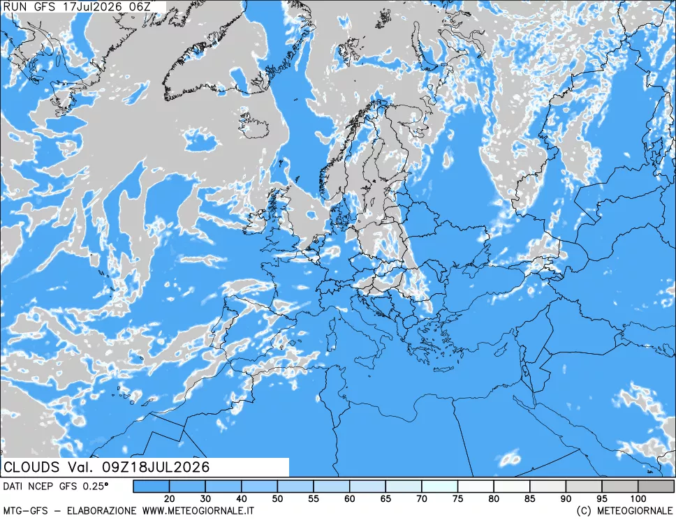 mappa Nuvolosit&agrave; totale