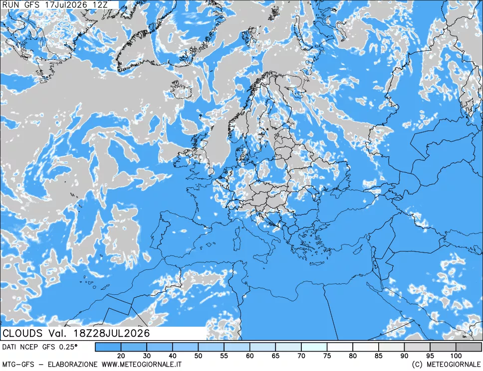 mappa Nuvolosit&agrave; totale