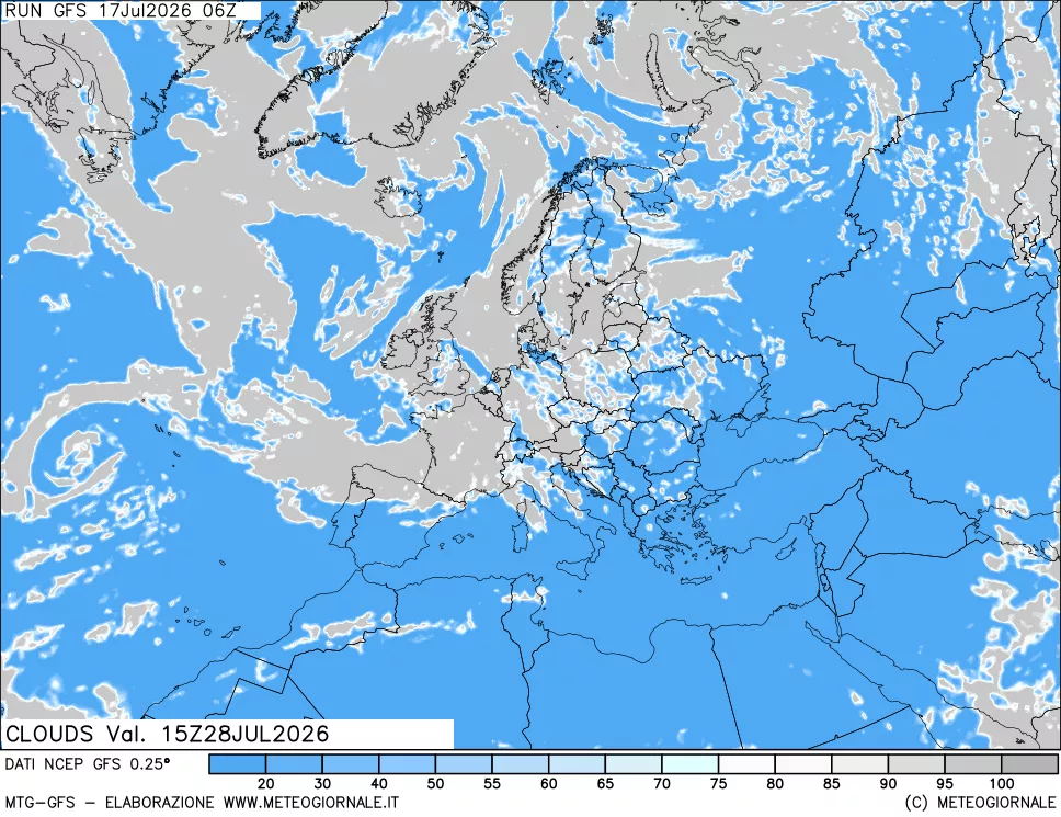mappa Nuvolosit&agrave; totale
