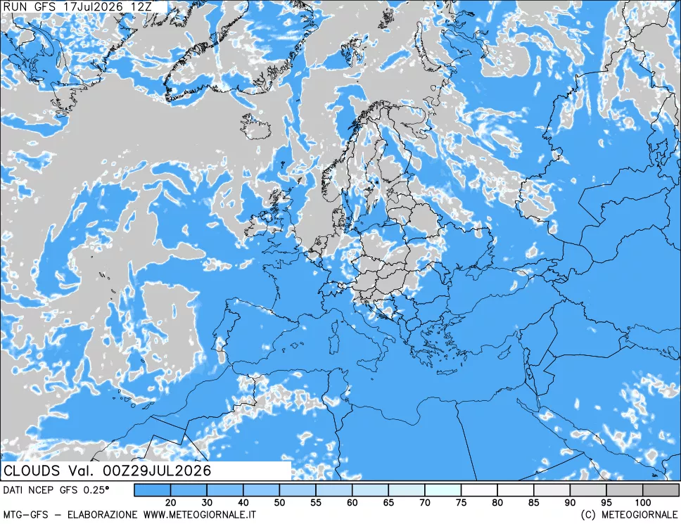 mappa Nuvolosit&agrave; totale