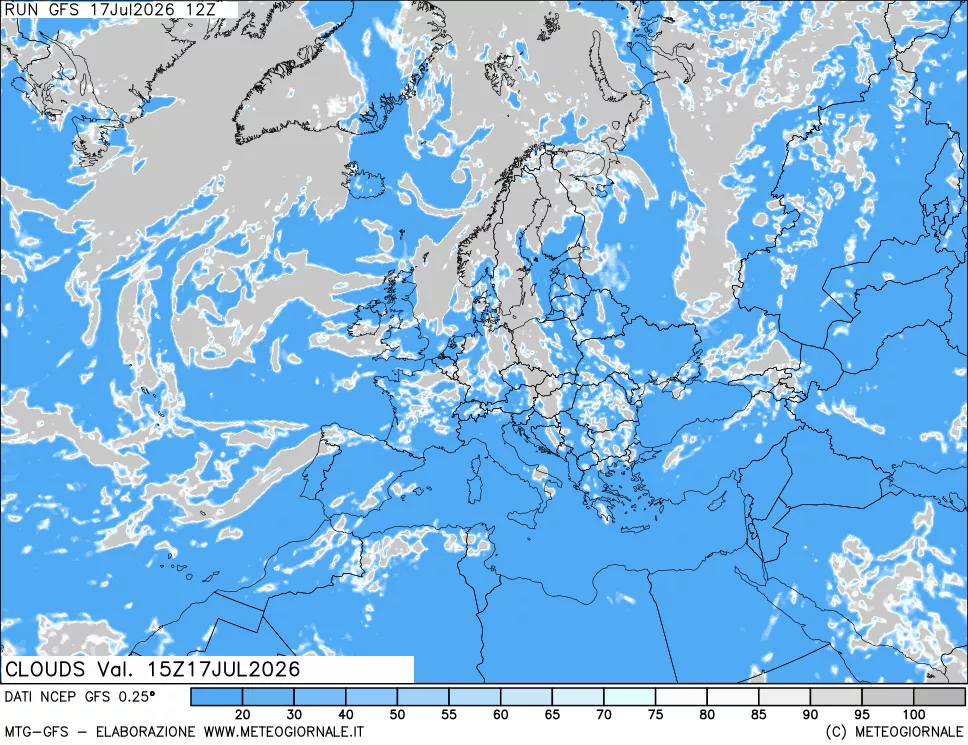 mappa Nuvolosit&agrave; totale
