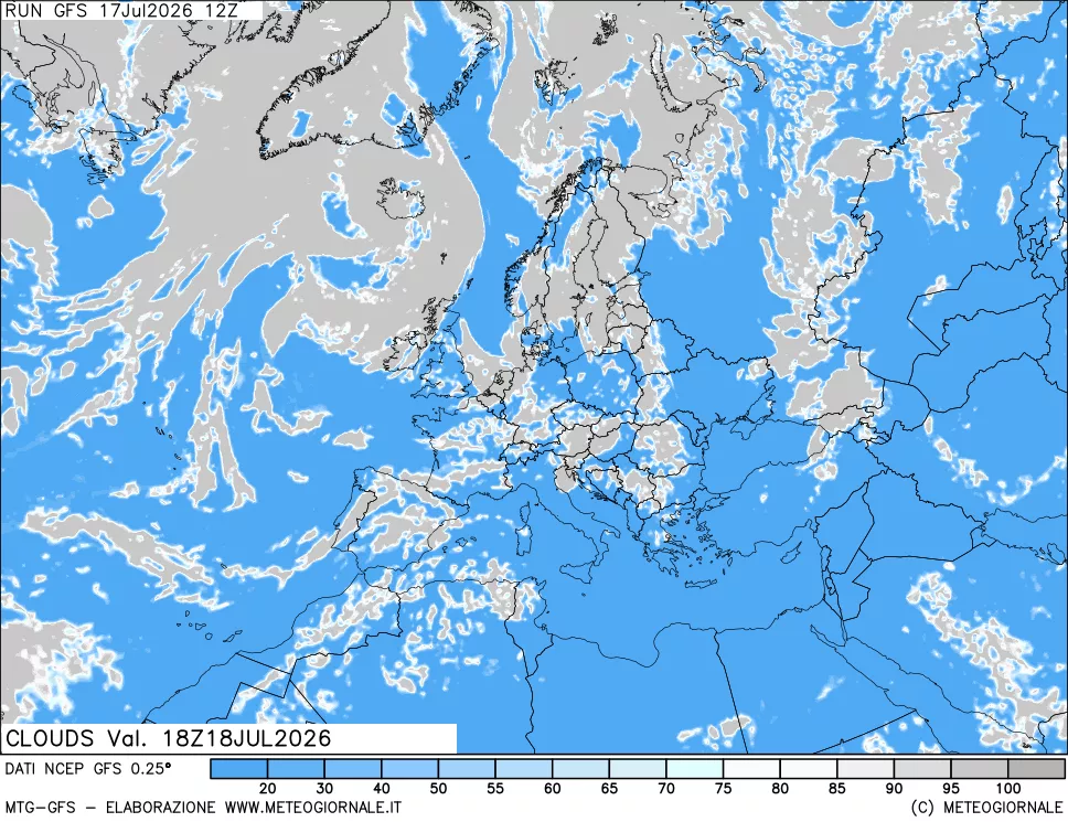 mappa Nuvolosit&agrave; totale