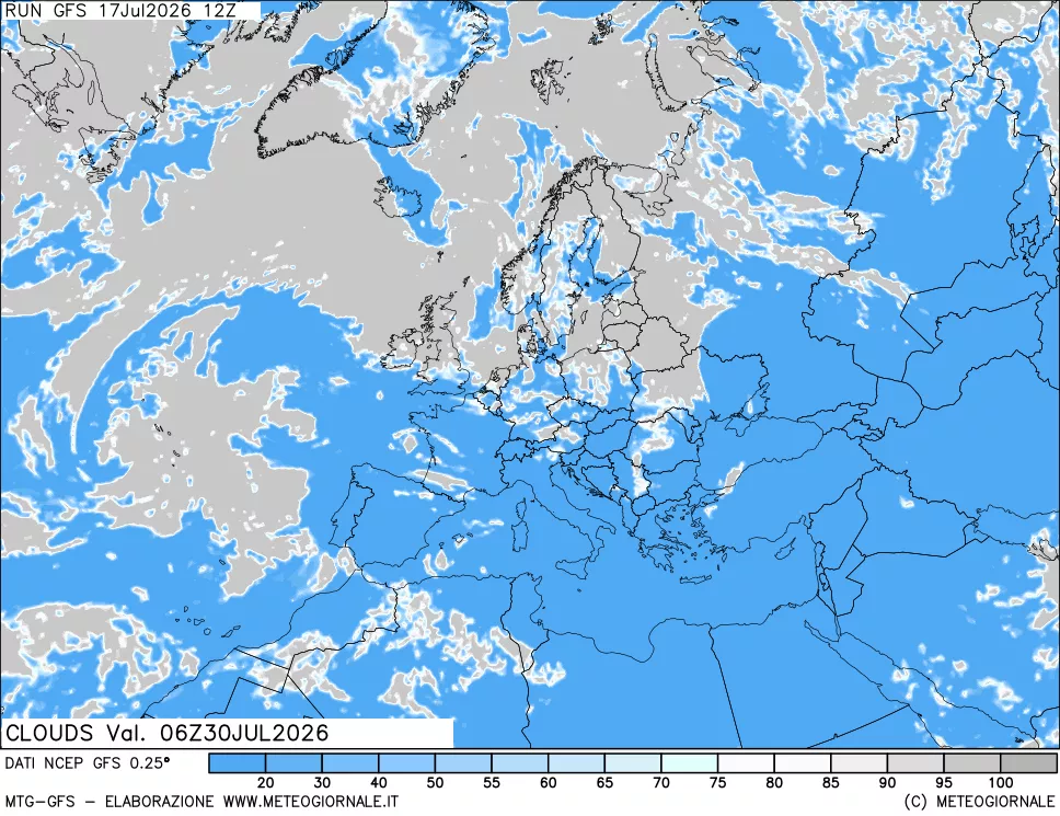 mappa Nuvolosit&agrave; totale