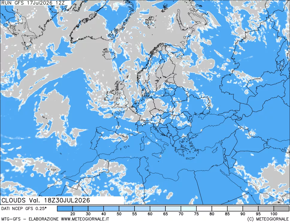 mappa Nuvolosit&agrave; totale