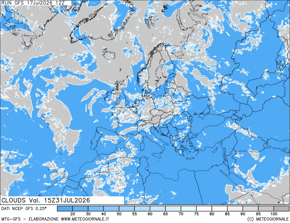 mappa Nuvolosit&agrave; totale