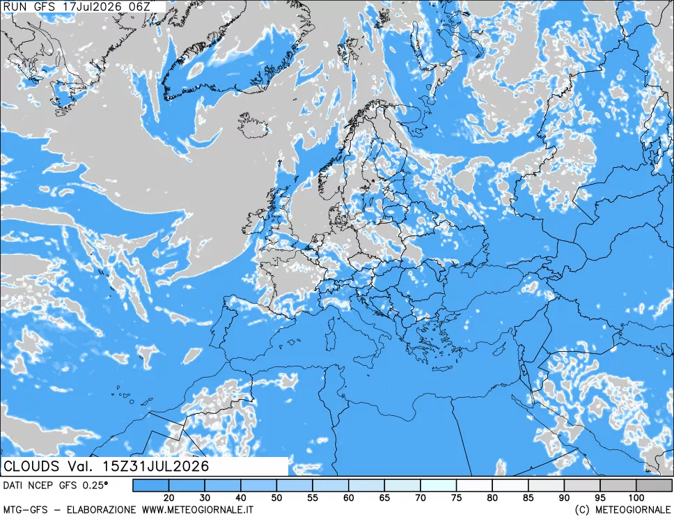 mappa Nuvolosit&agrave; totale