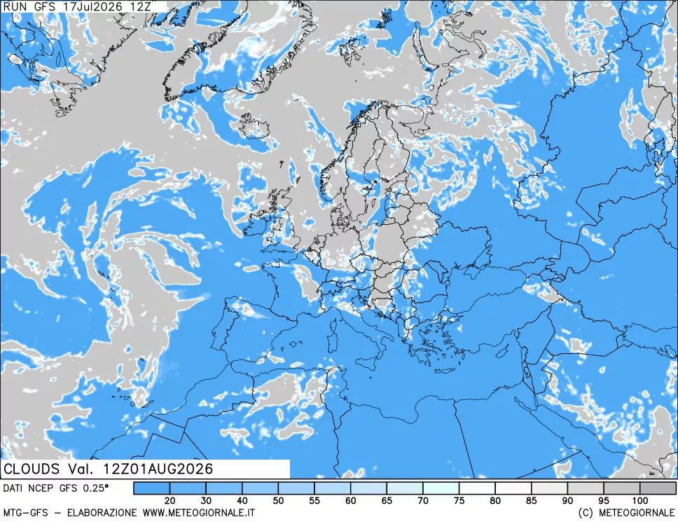 mappa Nuvolosit&agrave; totale