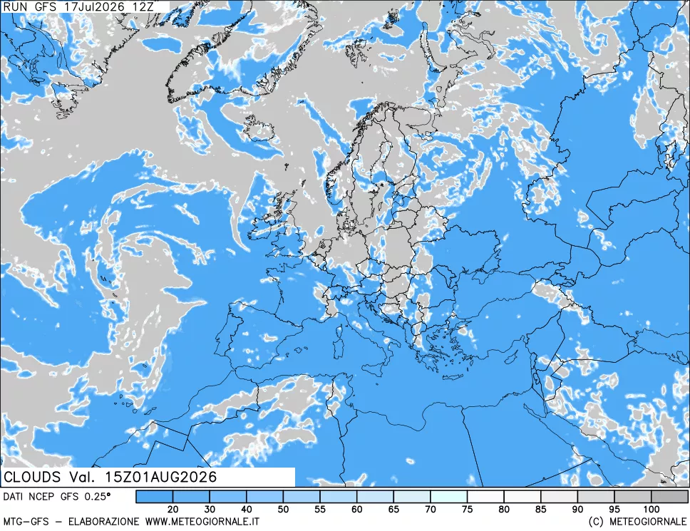 mappa Nuvolosit&agrave; totale