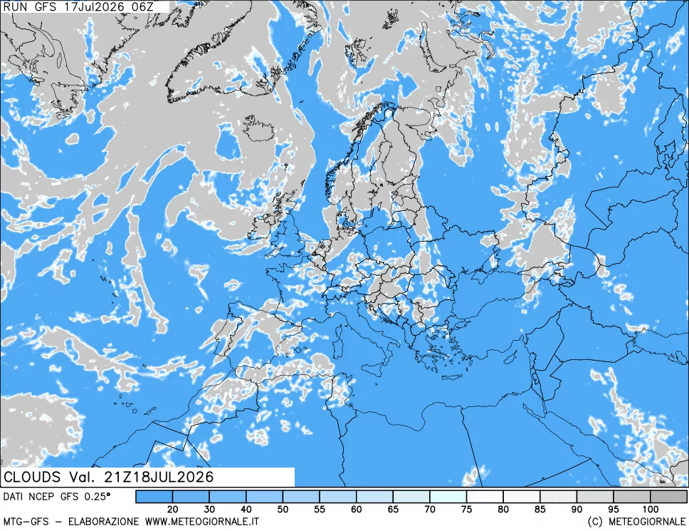 mappa Nuvolosit&agrave; totale