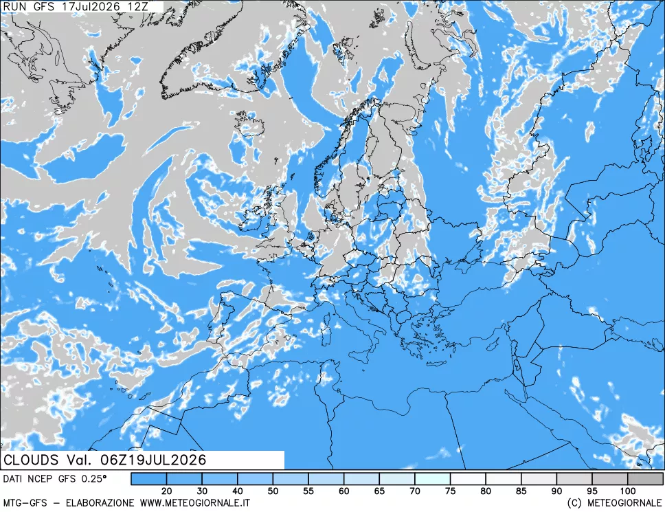 mappa Nuvolosit&agrave; totale
