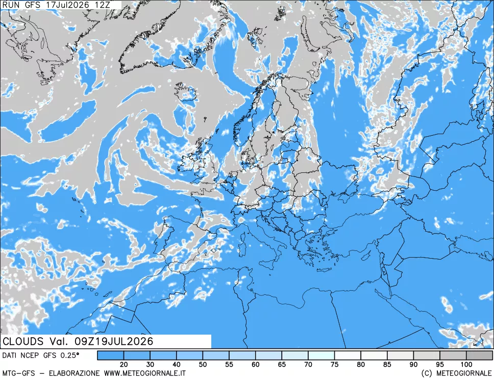 mappa Nuvolosit&agrave; totale
