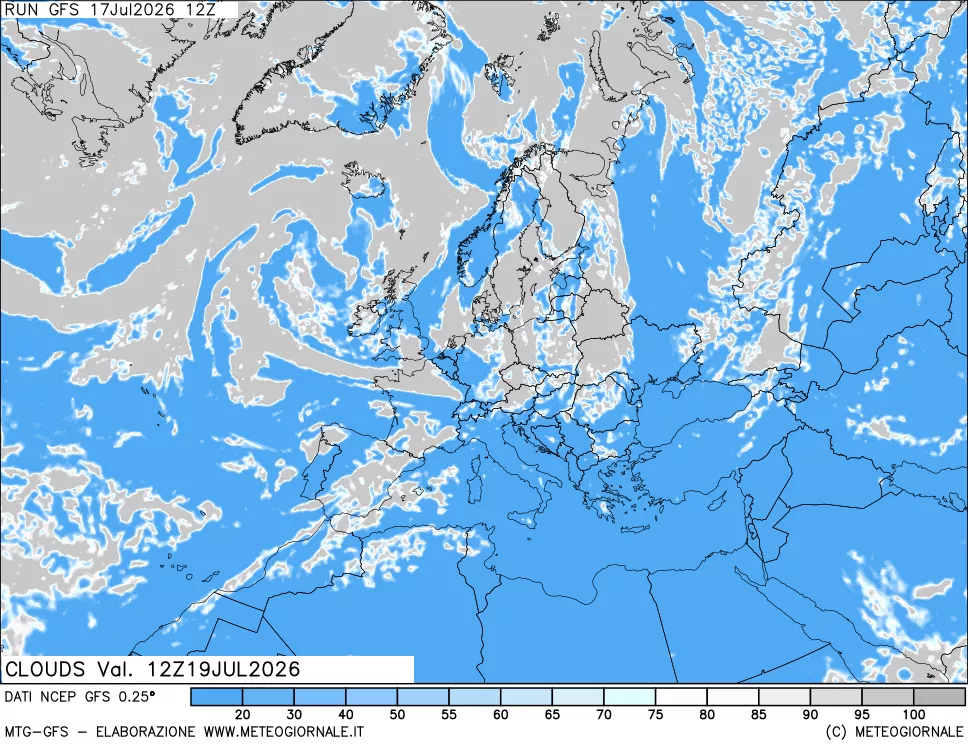 mappa Nuvolosit&agrave; totale