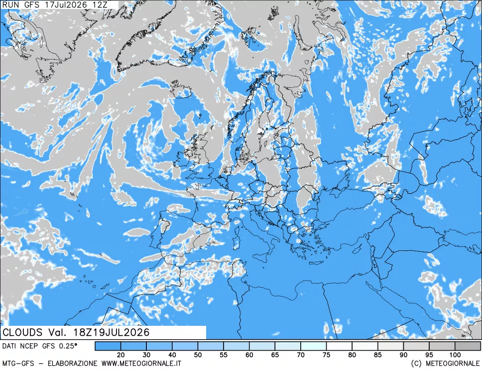 mappa Nuvolosit&agrave; totale