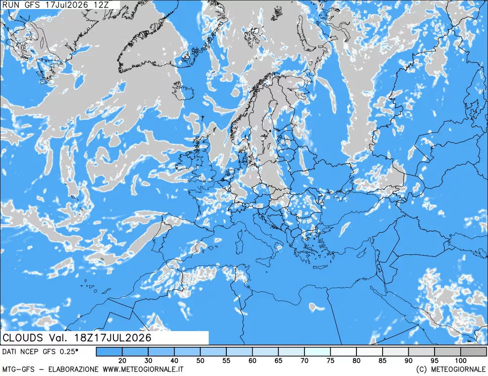 mappa Nuvolosit&agrave; totale
