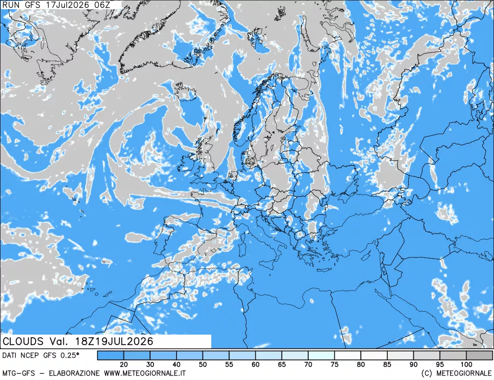 mappa Nuvolosit&agrave; totale