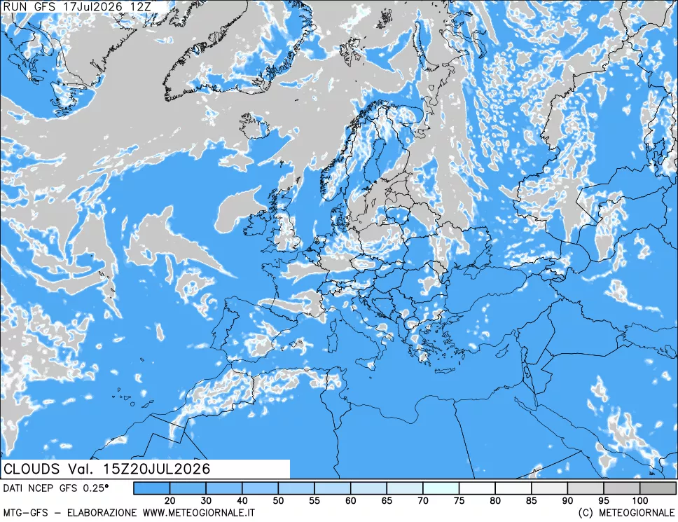 mappa Nuvolosit&agrave; totale
