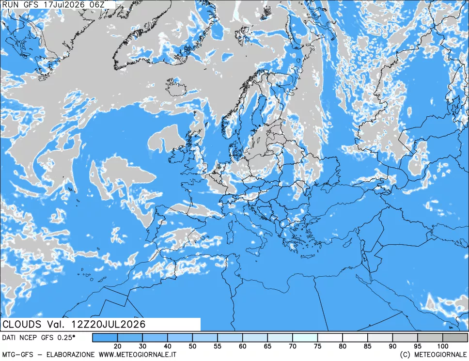 mappa Nuvolosit&agrave; totale
