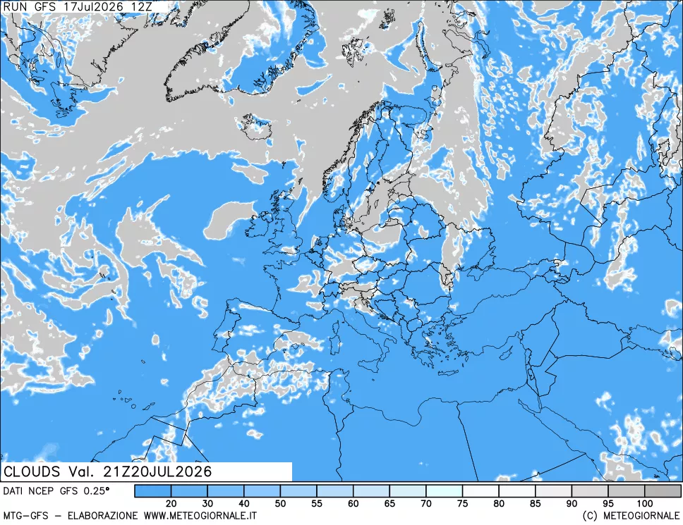 mappa Nuvolosit&agrave; totale