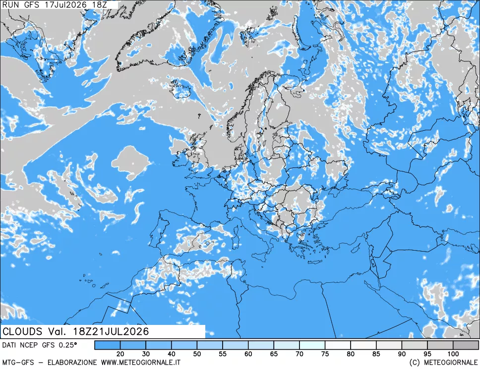 mappa Nuvolosit&agrave; totale