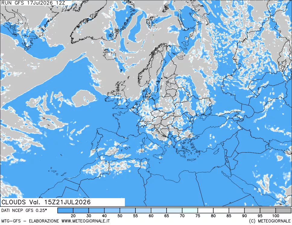 mappa Nuvolosit&agrave; totale