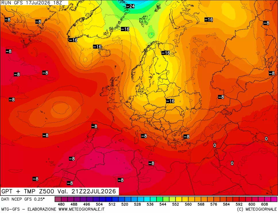 mappa 500 hPa GPT + Temp