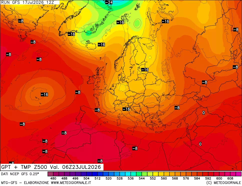 mappa 500 hPa GPT + Temp