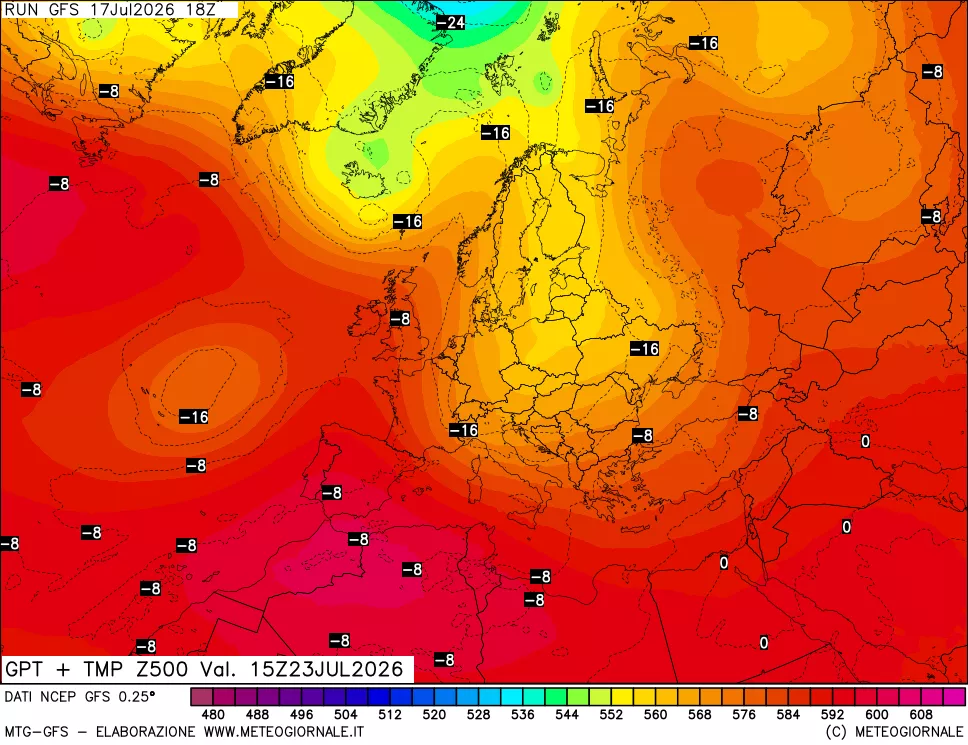 mappa 500 hPa GPT + Temp