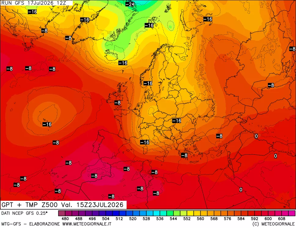 mappa 500 hPa GPT + Temp
