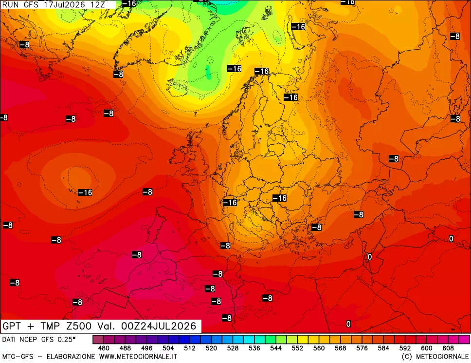 mappa 500 hPa GPT + Temp