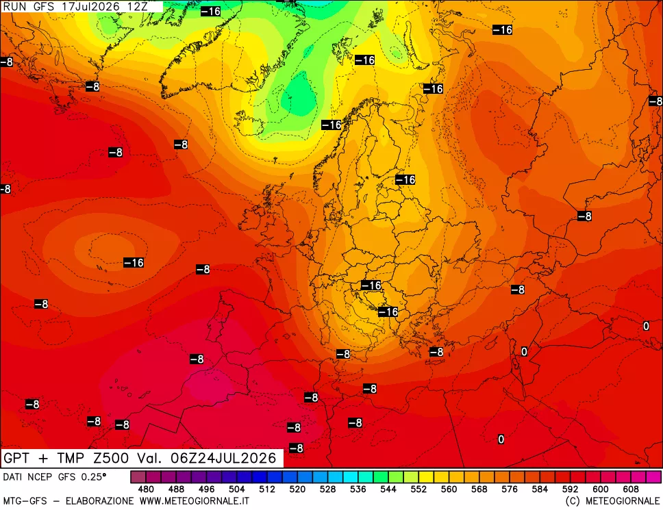 mappa 500 hPa GPT + Temp