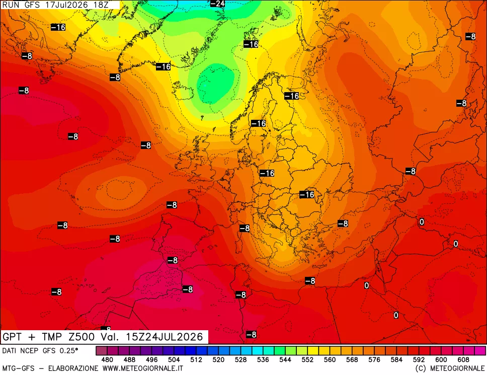 mappa 500 hPa GPT + Temp