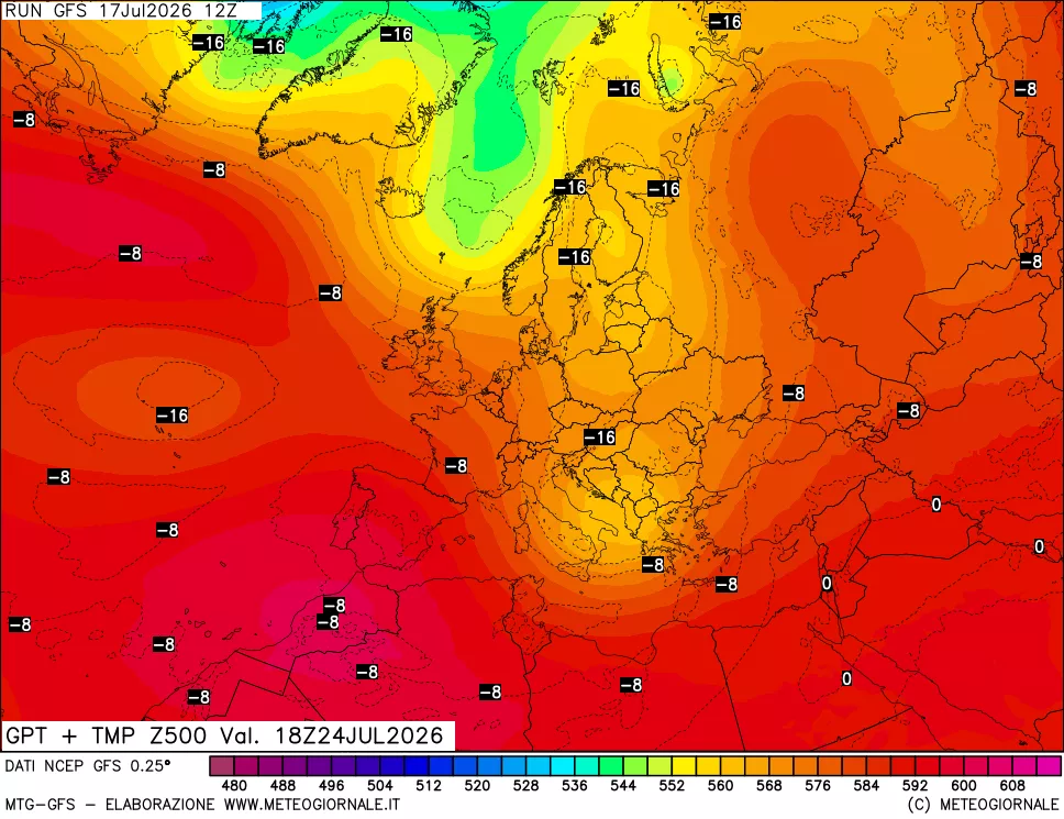 mappa 500 hPa GPT + Temp