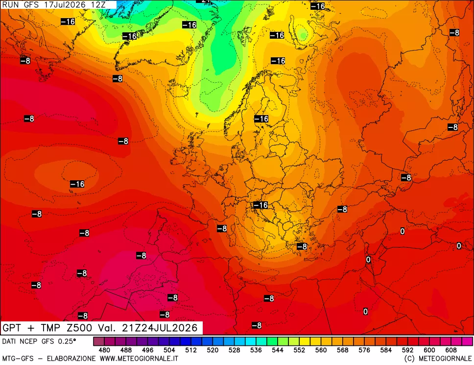 mappa 500 hPa GPT + Temp