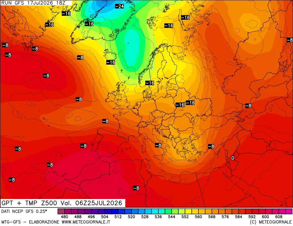 mappa 500 hPa GPT + Temp