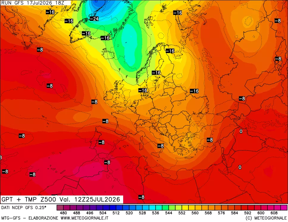 mappa 500 hPa GPT + Temp