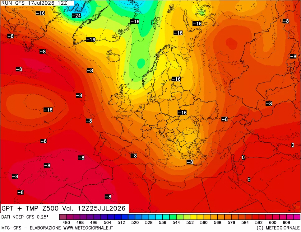 mappa 500 hPa GPT + Temp