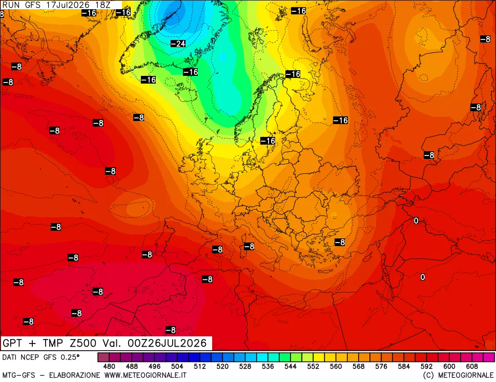 mappa 500 hPa GPT + Temp