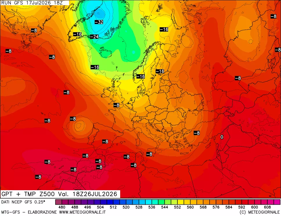 mappa 500 hPa GPT + Temp