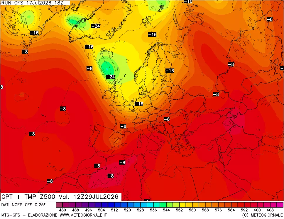 mappa 500 hPa GPT + Temp