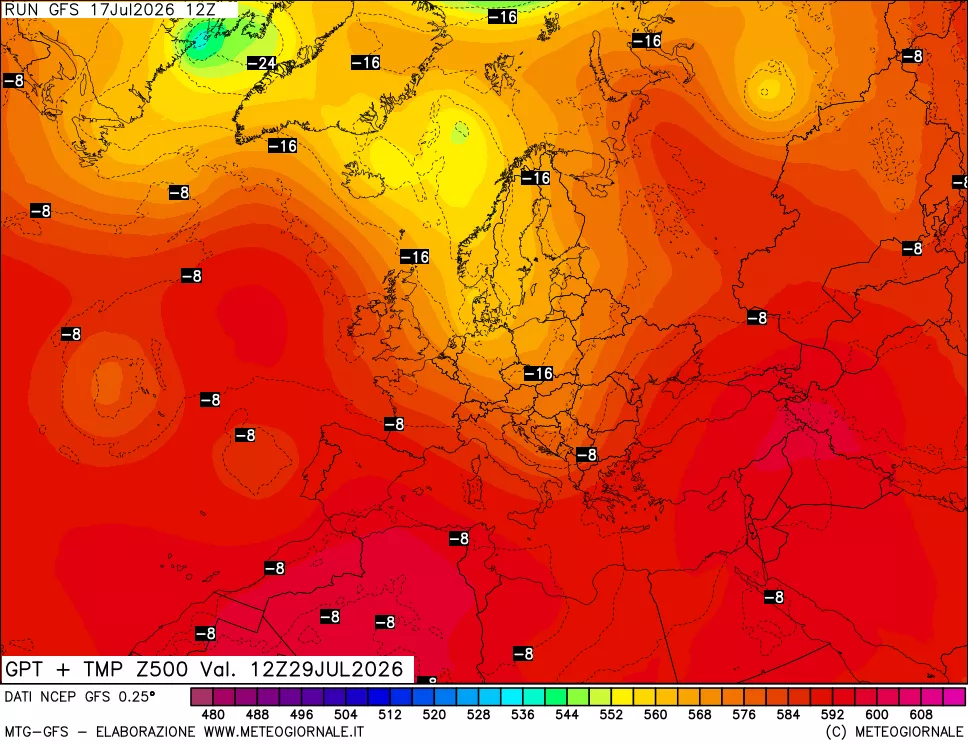 mappa 500 hPa GPT + Temp