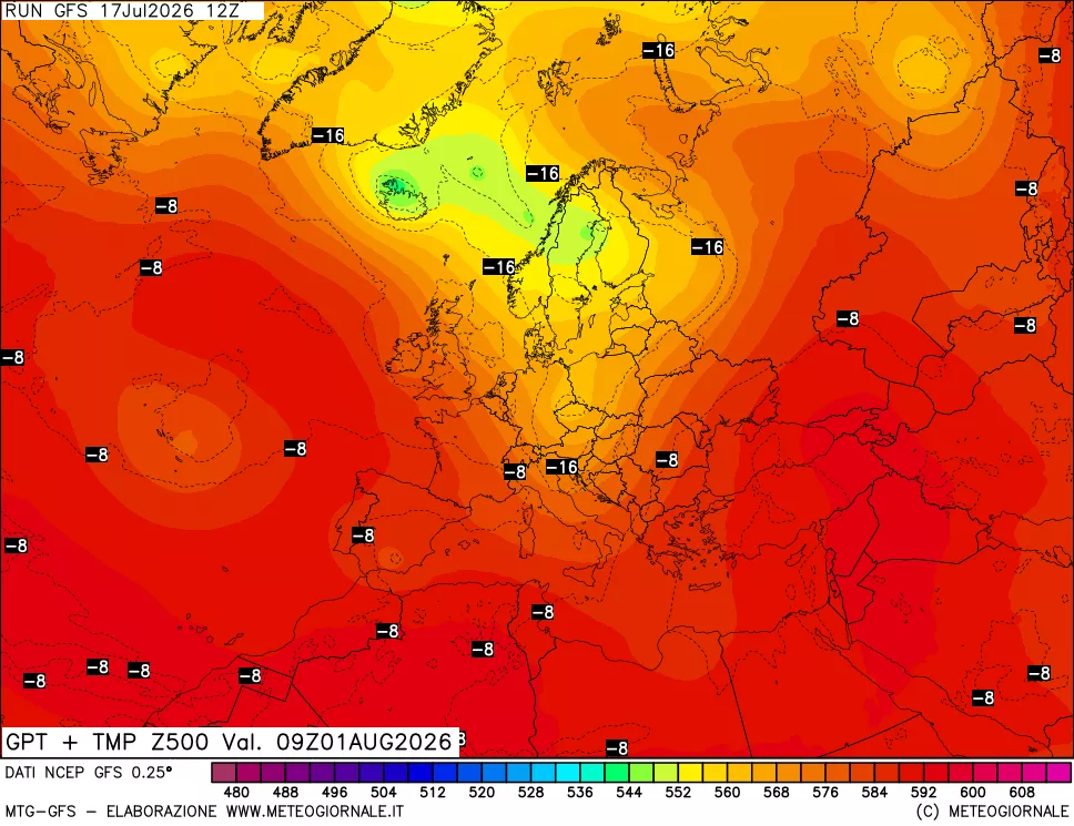 mappa 500 hPa GPT + Temp