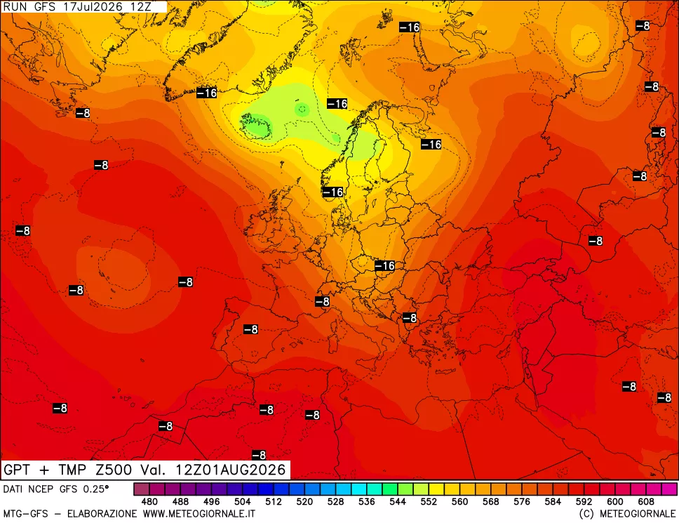 mappa 500 hPa GPT + Temp