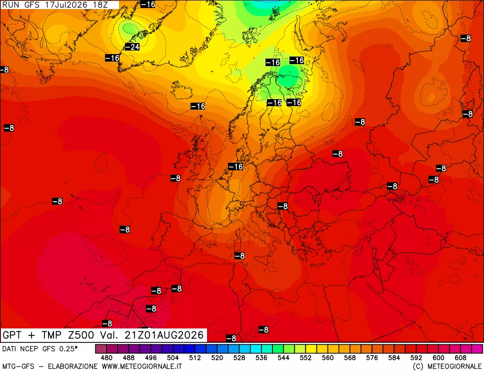 mappa 500 hPa GPT + Temp