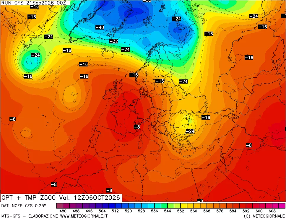 mappa 500 hPa GPT + Temp