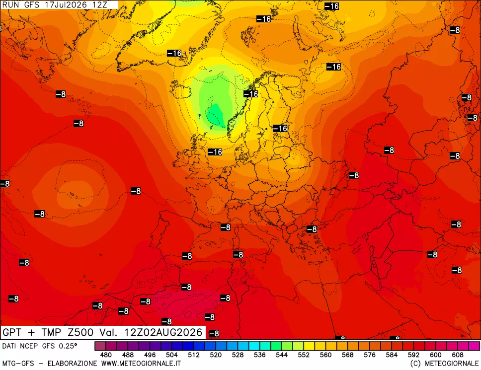 mappa 500 hPa GPT + Temp