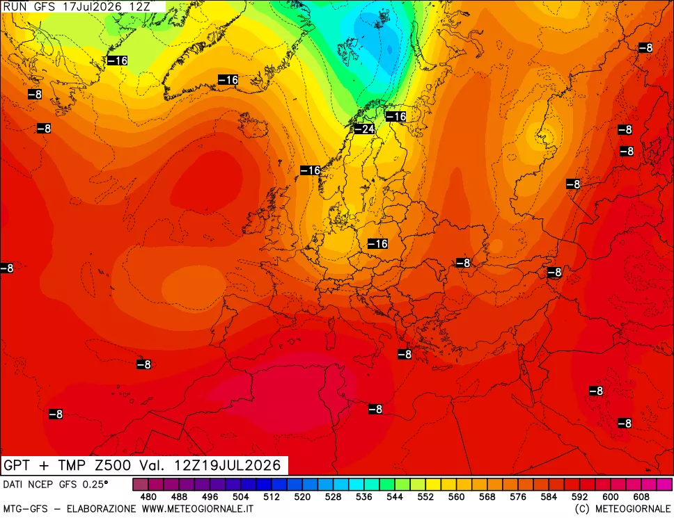 mappa 500 hPa GPT + Temp