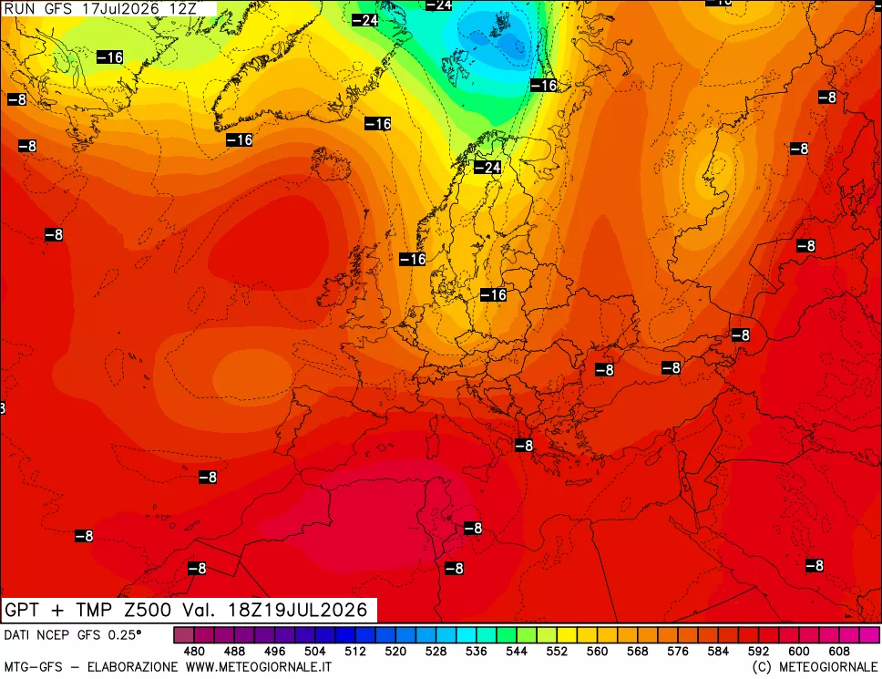 mappa 500 hPa GPT + Temp